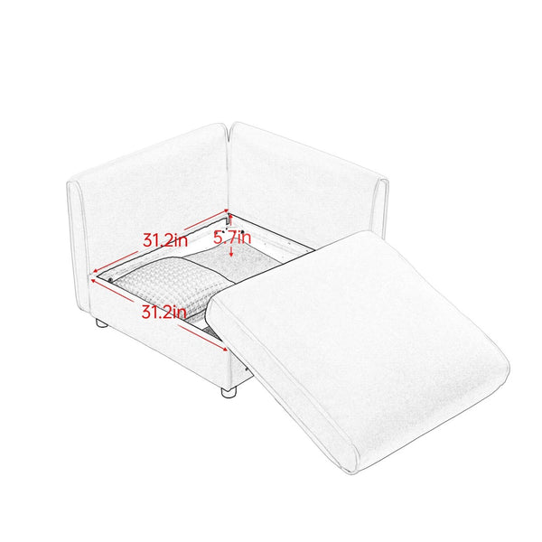 English Elm Stylish White Chenille 2-Seater Sofa With Hidden Storage, Ergonomic Design For Small Spaces W714S01034-GIGA