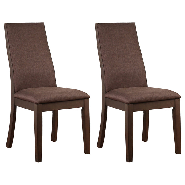 English Elm 2pc Transitional Dining Chair Set with Curved Wood Frame and Padded Upholstered Back for Comfort and Style Brown,Chocolate 40.54 L x 13.39 W x 18.9 H B011P302812