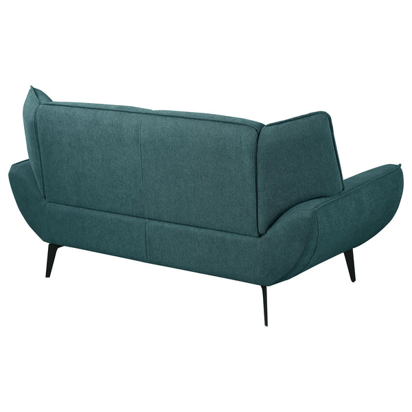 English Elm Logan Teal Blue Flared Arm Loveseat with Wingback Silhouette, Plush Foam Cushioning for Lounging B062P358466