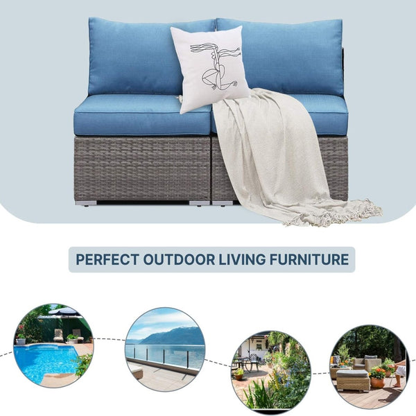 English Elm 59.8"width Outdoor Pe Rattan Modular Loveseat Set with Weather Resistant Cushions B082P455123