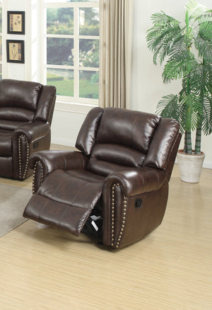 English Elm Modern Oversized Manual Recliner Chair Glider in Bonded Leather with Nailhead Trim and Plush Support Dark Brown 41 L x 31 W x 26 H B011P205583