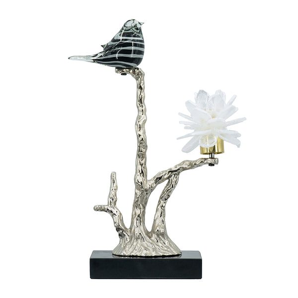 English Elm Aluminum Candle Holder With Elegant Marble Base, Nature-Inspired Design For Modern Home Décor W2078P172360