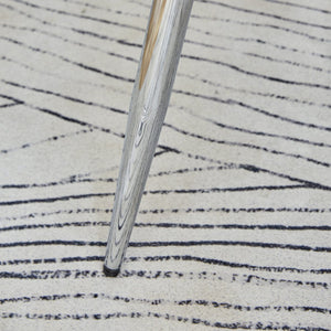 English Elm Modern minimalist dining chairs set of 4, black PU comfort seats with vertical stitch back, silver metal legs, anti-slip feet, easy assembly W1512P356180