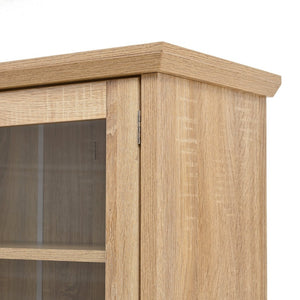English Elm Topmax Farmhouse Buffet Hutch with Wine Rack Shaker Glass Pantry Cabinet N717P327043N