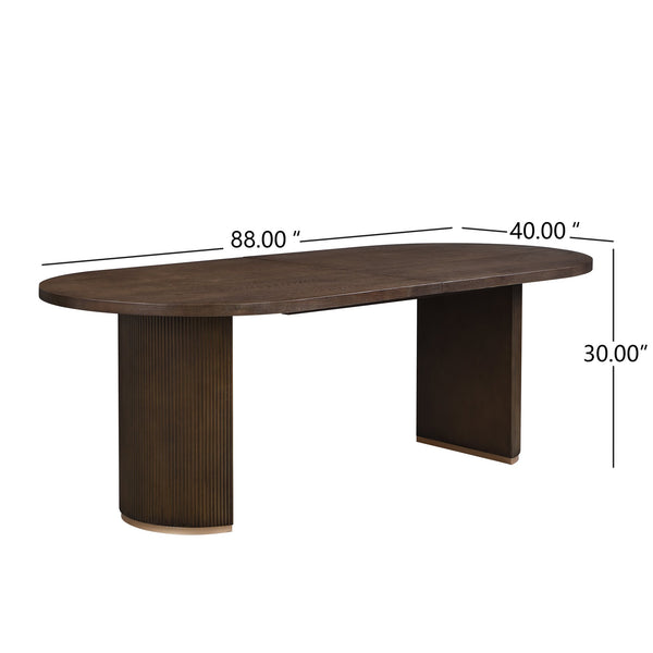 English Elm Christopher Knight Home® - Oval Dining Table Double Pedestal - Rustic Walnut Elegance For Family Gatherings & Entertaining N771P265584T_N771P265585T