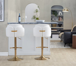 English Elm Fixed-height Swivel Counter Stools with Faux Leather Seats and Chrome Footrest Set of 2 Cream B202S02179