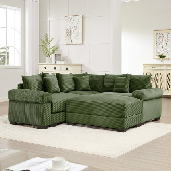 English Elm Oversized Modular Sectional Couch - Ultra-Comfortable Corduroy, Deep Seats & Flexible Design For Living Spaces W714S01339-GIGA