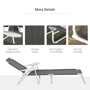 English Elm Outsunny Folding Chaise Lounge Chair - 4-Position Recliner With Armrests For Beach, Patio, And Pool W2225P200841-GIGA