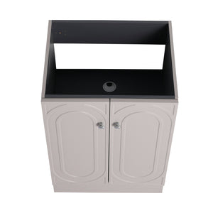 English Elm 24" Freestanding Bathroom Vanity with White Resin Sink, Soft-Close Doors, Adjustable Shelf, Durable Plywood Finish khaki W999S00334