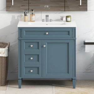 English Elm 30'' Modern Bathroom Vanity With Ceramic Sink, 3 Drawers & Cabinet Storage For Organized Elegance N710P206904M
