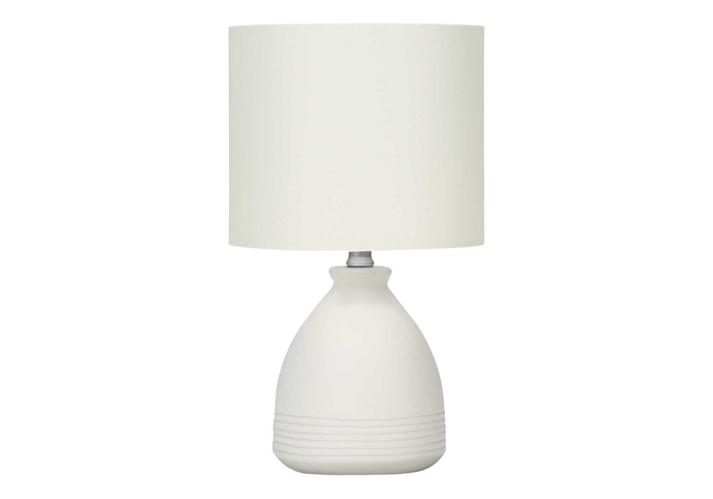 English Elm Lighting, Modern 17" Cream Ceramic Table Lamp With Textured Beehive Base & Ivory Drum Shade B2710P221300