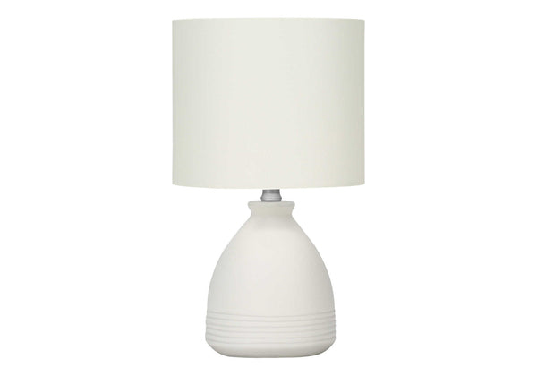 English Elm Lighting, Modern 17" Cream Ceramic Table Lamp With Textured Beehive Base & Ivory Drum Shade B2710P221300