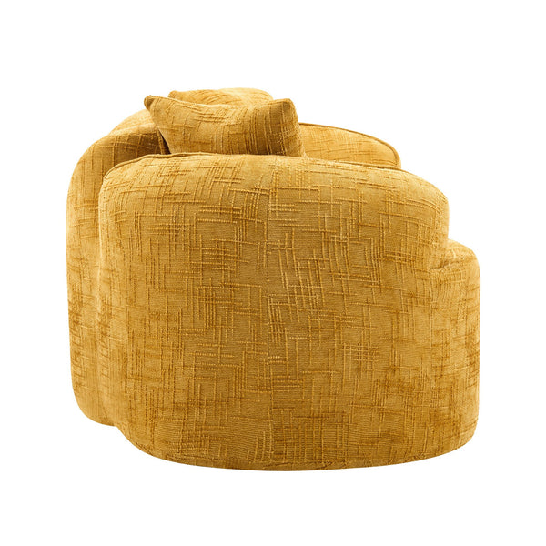 English Elm Yellow Curved Two-Person Compressed Sofa with Chenille Fabric, Spring Support, 2 Pillows, No-Assembly W3612P350748