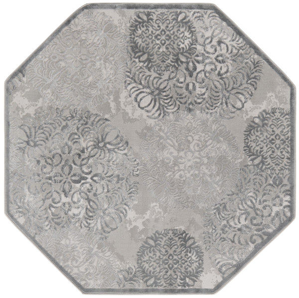 Unique Loom Aberdeen Chatsworth Machine Made Polka Dots Rug Gray, Ivory 5' 3" x 5' 3"