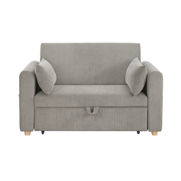 English Elm Corduroy Convertible Sleeper Loveseat with USB Charging, Magazine Pockets, Plush Pillows & Space-Saving Design Gray B016P405886