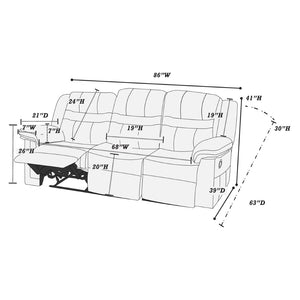 English Elm Modern Power Reclining Sofa in Brown Leatherette with Usb Port and Pillow Arms B011P466599