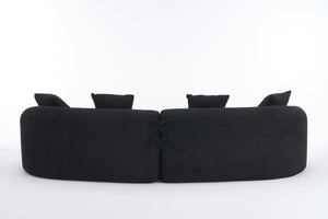 English Elm Compression Compression Sponge Sofa Curved Modular Sectional with 30D High-Density Chenille Sleeper for Cozy Apartment Living Room Comfort and Safe Rounded Design Black W2231S00041