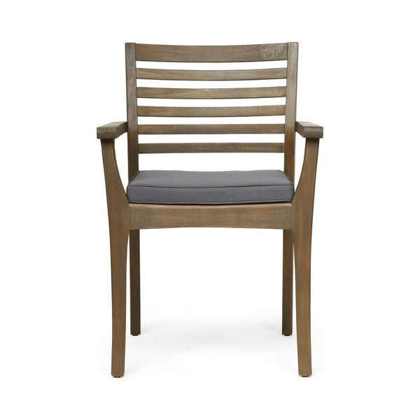 English Elm 7 Piece Acacia Wood Outdoor Dining Set Extendable Table Six Cushioned Chairs N762S000039AAE
