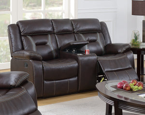 English Elm Modern Gel Leatherette Reclining Loveseat with Console Cup Holders for Living Rooms B011P467554