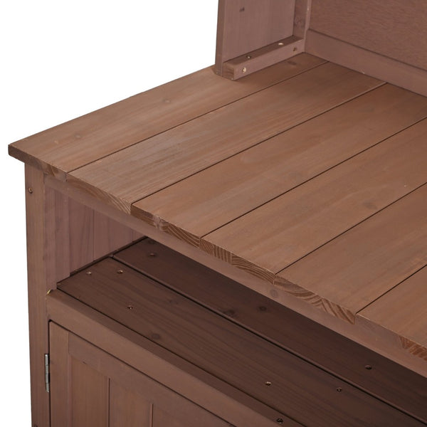 English Elm (with Hutch) Topmax Solid Fir Outdoor Potting Bench Station Cabinets Drawers Patio Garden Brown N717P404332D