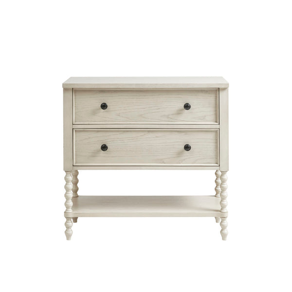 JLA Home Madison Park Signature - 2 Drawer Accent Chest with Solid Wood Frame, Turned Legs, Antique White Finish & Deep Storage Antique Cream MPS130-0299