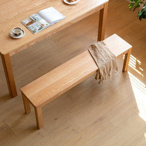 English Elm (1m) Solid Oak Dining Bench with Metal Reinforced Frame for Entryway or Table W1283P434271