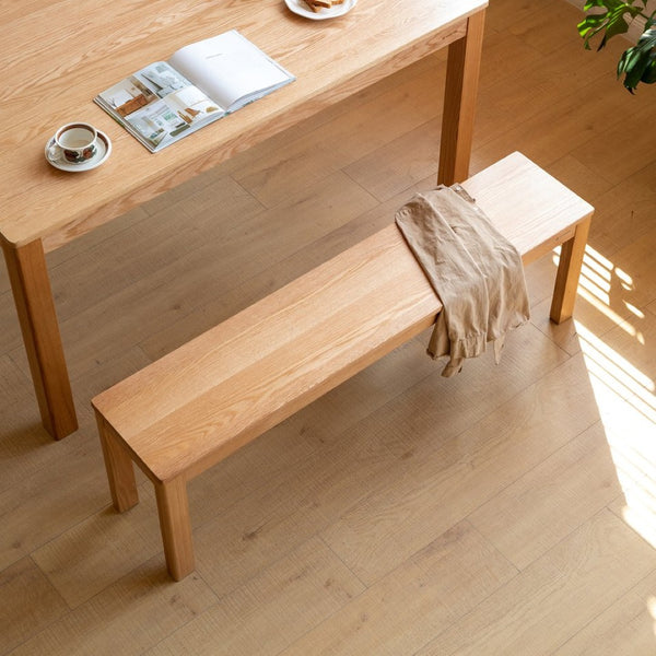 English Elm (1m) Solid Oak Dining Bench with Metal Reinforced Frame for Entryway or Table W1283P434271