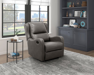 English Elm Faux Reclining Chair with Smooth Faux Leather Upholstery, Pull-Tab Recline & Plush Living Room Seat Gray 30.25 L x 30.5 W x 26.25 H B011P207535