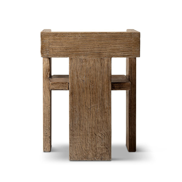 English Elm Avenel Reclaimed Elm Sculptural Accent Chair Wabi-sabi Solid Wood Architectural Statement Brown B2719P474444