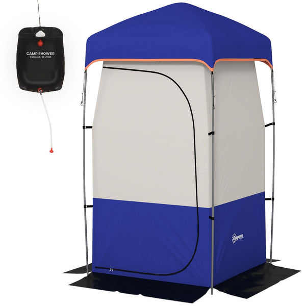 English Elm Outsunny Privacy Shower Tent for Camping with Solar Bag Rainfly and Carry Tube Blue W2225P200367