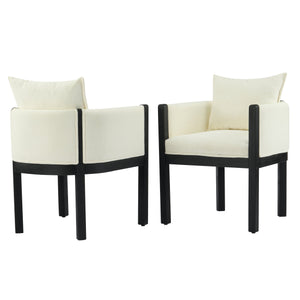 English Elm Christopher Knight Home® - Linen Upholstered Armchair Set Of 2 – Elegant White Chairs With Black Rubber Wood Legs For Modern Spaces N768P305168B