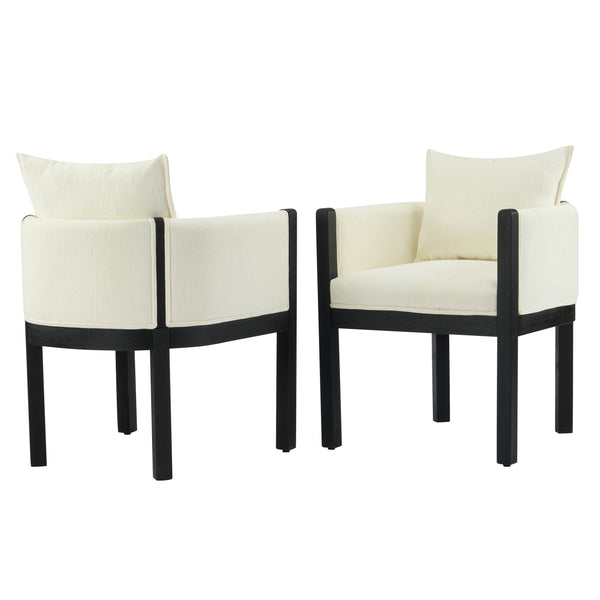 English Elm Christopher Knight Home® - Linen Upholstered Armchair Set Of 2 – Elegant White Chairs With Black Rubber Wood Legs For Modern Spaces N768P305168B