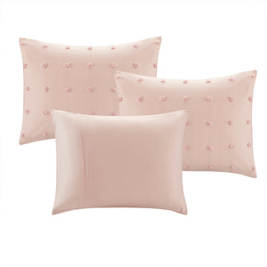 JLA Home Urban Habitat - Cotton Twin Daybed Cover Set with Tufted Chenille Dots, OEKO-TEX Certified, Shabby Chic Layered Look Pink UH13-2208
