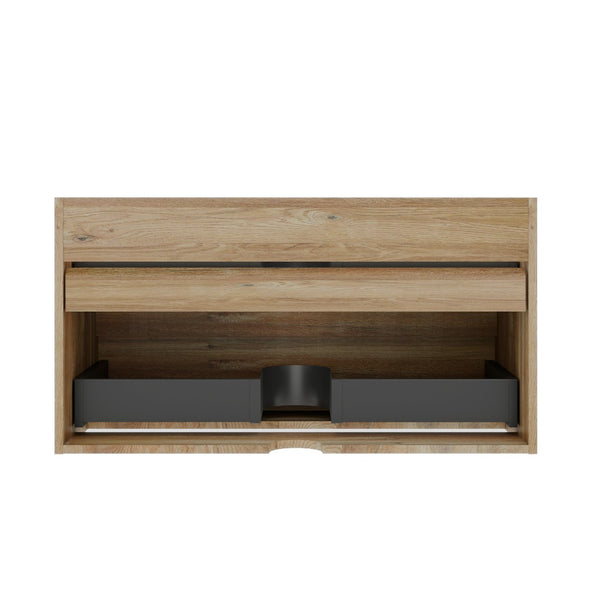 English Elm Grace Floating Oak Bathroom Vanity Wall Mounted with Soft Close Drawers Modern Style W1865P352873