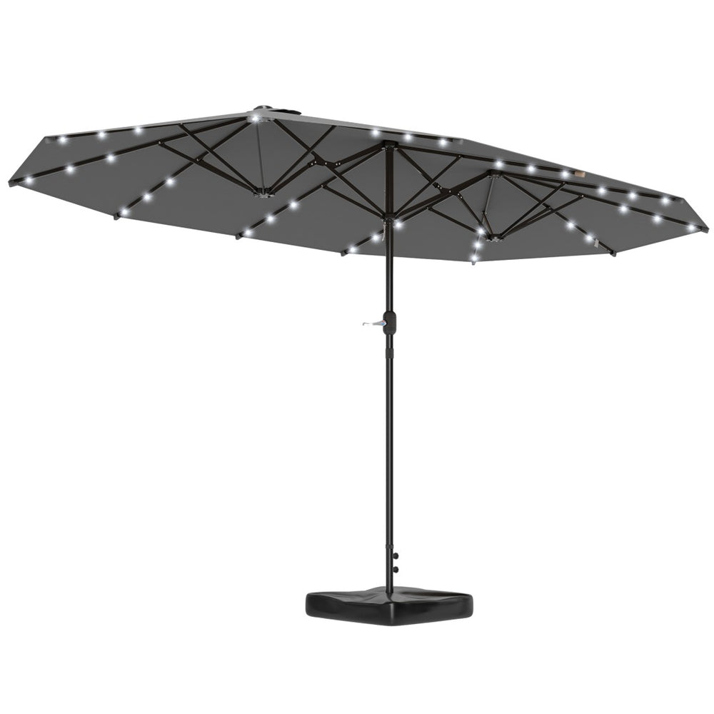 English Elm Outsunny Solar Led Patio Umbrella with Dual Canopy Vented Design and Sand Base W2225P485584