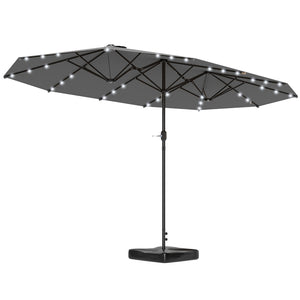 English Elm Outsunny Solar Led Patio Umbrella with Dual Canopy Vented Design and Sand Base W2225P485584