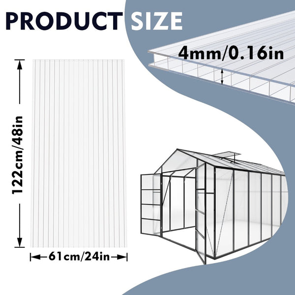 English Elm 10 Pack Twin Wall Polycarbonate Greenhouse Panels Uv Blocking Insulated Roofing Sheets W3213P460535