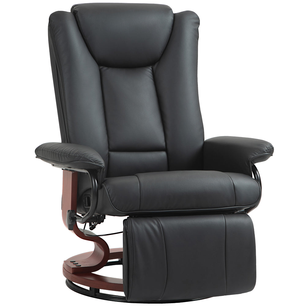 English Elm Homcom Manual Swivel Recliner Chair - Stylish Pu Leather Comfort With Adjustable Footrest & 360° Rotating Base W2225P217423