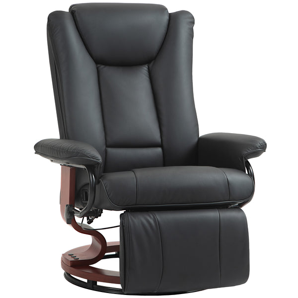 English Elm Homcom Manual Swivel Recliner Chair - Stylish Pu Leather Comfort With Adjustable Footrest & 360° Rotating Base W2225P217423