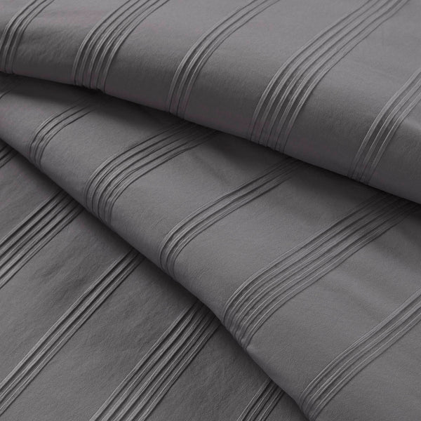 JLA Home Super Listing - Woven Logan Duvet Set with Brushed Microfiber Reverse, Subtle Striped Texture, Easy-Care Comfort Charcoal AM12-0582