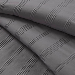 JLA Home Super Listing - Woven Logan Duvet Set with Subtle Striped Texture, Brushed Microfiber Reverse & Hidden Zipper Closure Charcoal AM12-0579