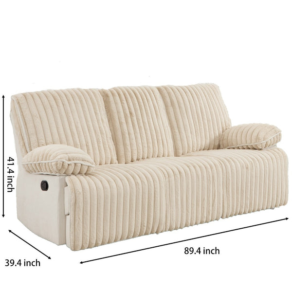 English Elm Manual Wall Hugger Reclining Sofa Set Corduroy Upholstered with Hidden Cup Holders W3900S00005