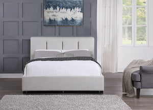 English Elm Modern Gray Linen Queen Platform Bed Tall Panel Headboard No Box Spring Needed B011S01382
