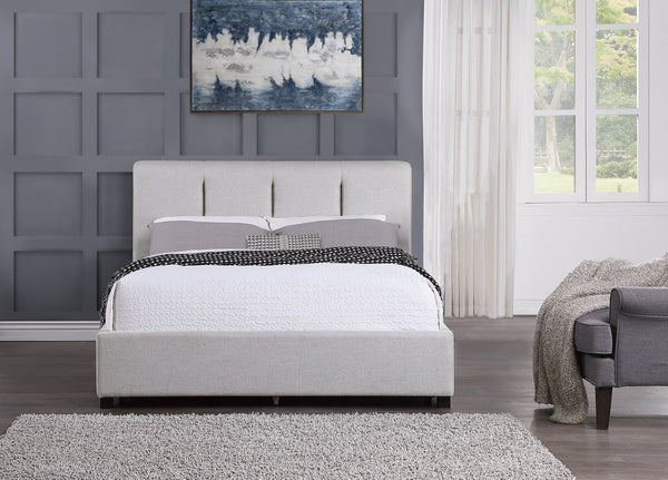 English Elm Modern Gray Linen Queen Platform Bed Tall Panel Headboard No Box Spring Needed B011S01382