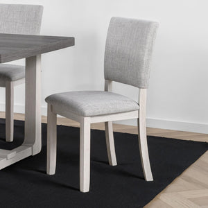 English Elm Transitional Trestle Base Dining Set with Upholstered Chairs for Modern Farmhouse Rooms Gray B2741S00784