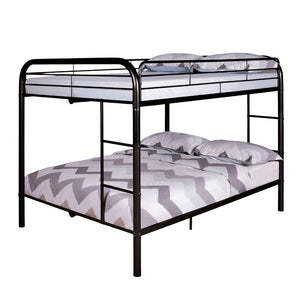 English Elm Full Over Full Metal Bunk Bed In Sleek Black - Durable, Space-Saving Design With Angled Ladder Access B2741S00308