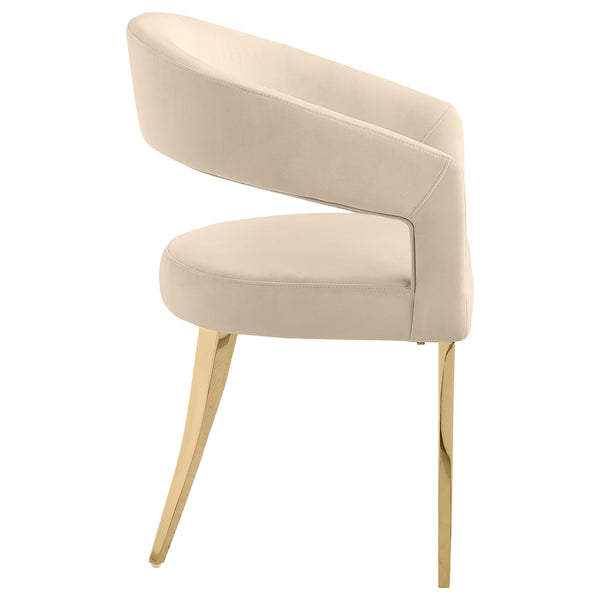 English Elm Rendina Velvet Upholstered Dining Armchair Set of 2 – Curved Open-Back Comfort with Luxe Foam Seating and Metal Frame Beige B062P299828