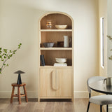 Chantelle Modern Arched Bookcase with Statement Wood Cabinet Pulls Coastal Oak WECHA41OS2CO0 Walker Edison