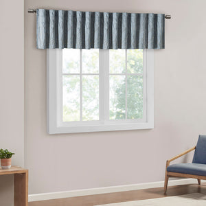JLA Home Madison Park - Faux Embroidered Tree Branch Window Valance in Lustrous Silk-Look Fabric with Lined Privacy Drapery Blue MP41-4571