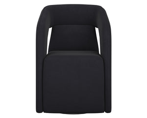 Sunpan Kendrick Wheeled Dining Armchair - Futuristic Design with Comfortable Seating and Cut-Out Armrests Abbington Black